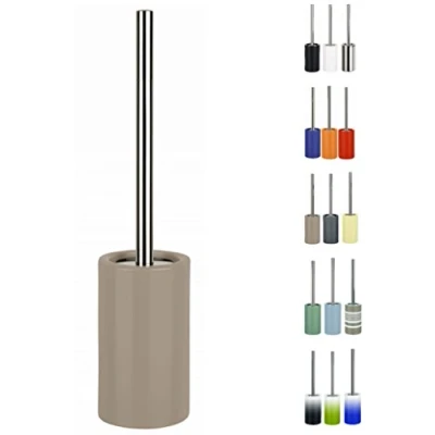 Afbeelding van Spirella Luxe Toiletborstel in houder Sienna beige glans porselein 42 x 10 cm met binnenbak