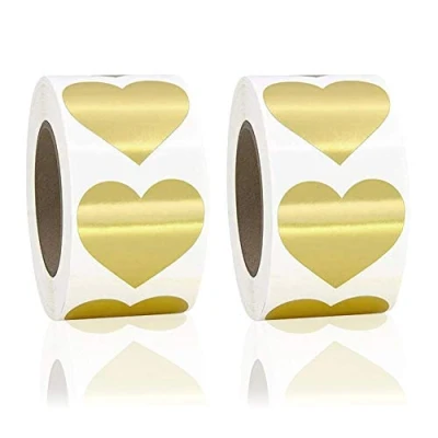 Afbeelding van 1000 stuks stickers hart goud 25 mm zelfklevend voor album scrapbooking DIY en waterdichte stickers, cadeautas