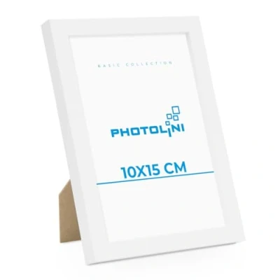 Afbeelding van PHOTOLINI Fotolijst 10x15 cm modern wit MDF met acrylglas/portretframe/wissellijst