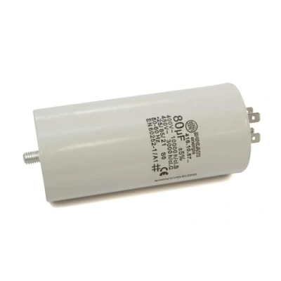 Afbeelding van Permanente condensator 80 µF 450 V met kabelschoenen schroefbevestiging M8 Ø 55 x 120 mm