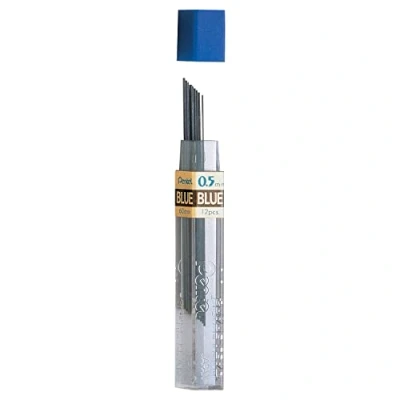 Afbeelding van Pentel PPB Etui met 12 blauwe vullingen voor vulpotloden 0,5 mm blauw