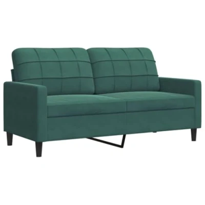 Image de vidaXL Canapé à 2 places Vert foncé 140 cm Velours4007626
