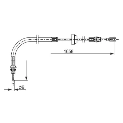 Afbeelding van BOSCH 1 987 482 879 Handremkabel 1658, 1422 FORD: Transit Mk6 Platform / Chassis, Van