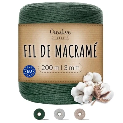 Afbeelding van Creative Deco Macrame Koord Katoenen Groen 200 m 2 3 mm Dikte