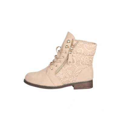 Afbeelding van Elara Herbst Veterboots, Dames, Maat: 40, Beige Kunststof