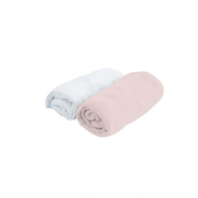 Image de doux nid lot 2 draps housses birdy 70x140 cm blanc / rose jersey