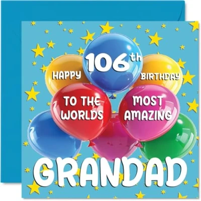 Afbeelding van 106 jaar verjaardagskaart voor opa World&#039;s Most Amazing Grandad van kleinzoon en kleindochter, 145 mm x