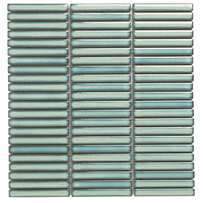 Afbeelding van The Mosaic Factory Sevilla mozaïektegel 1.2x9.2x0.8cm voor wand kitkat mini finger Keramiek Glans Lichtgroen Spikkel