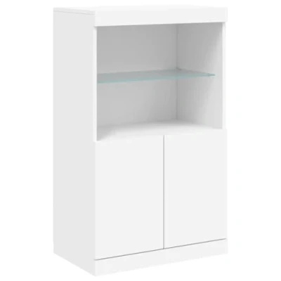 Image de vidaXL Buffet avec lumières LED blanc 60,5x37x100 cm836665
