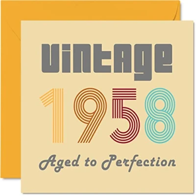 Afbeelding van 65 jaar verjaardagskaarten voor mannen en vrouwen Vintage 1958 Aged To Perfection Grappige verjaardagskaart hem haar, 145 mm x mm, verjaardagswenskaarten mama, papa,