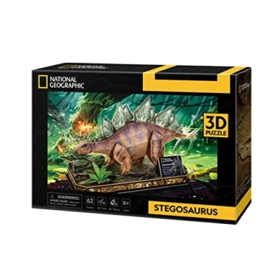 Afbeelding van National Geographic Stegosaurus 3D puzzel, dinosauruspuzzel voor kinderen, kinderen vanaf 8 jaar, 62 stukjes