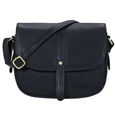 Afbeelding van STILORD &#039;Kira&#039; Lederen Handtas Dames Schoudertas Vintage Kleine Schouder Tas Uitgaan Avonden Winkelen, zwart.