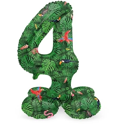 Afbeelding van Folat Staande folieballon Cijfer 4 Jungle Vibe 72 cm
