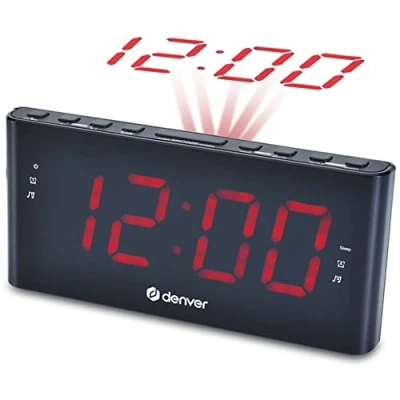 Afbeelding van Denver Wekkerradio met Projectie Digitale Wekker FM Radio Dubbel Alarm CPR710 Zwart