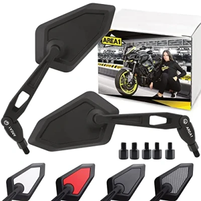 Afbeelding van Area1 2xM10 Sport achteruitkijkspiegel set (rechts en links) E getest 2x M10 rechtse schroefdraad geschikt voor KTM, Honda, Kawasaki, KSR Moto, Suzuki, Triumph, Aprilia, Ducati, Husqvarna, Beta Mondial Brixton B1
