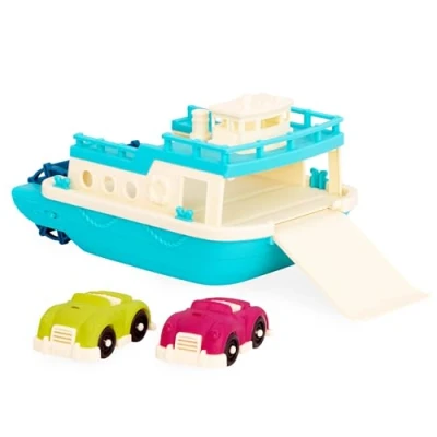 Afbeelding van B. toys Grote boot van 31 cm en 2 auto&#039;s, waterspeelgoed voor boot, badspeelgoed, badspeelgoed kinderen baby&#039;s vanaf 1 jaar