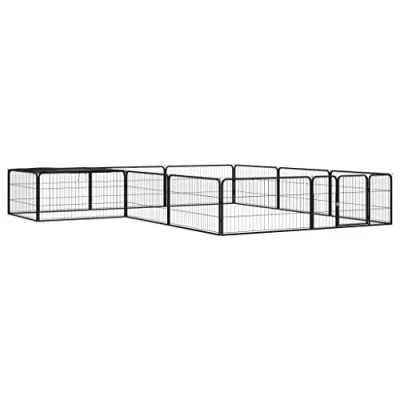 Afbeelding van vidaXL Hondenkennel 12 panelen 100x50 cm gepoedercoat staal zwart