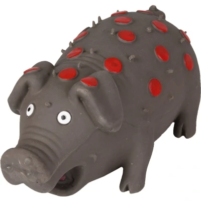 Afbeelding van Flamingo Hondenspeelgoed Latex Varken Stip Zwart 18 x 8 cm