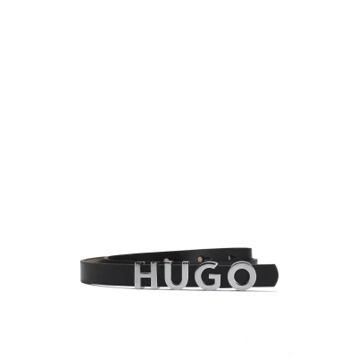 Afbeelding van HUGO Leren Riem Zula Leather Belt 1,5 cm W70 Black Zwart