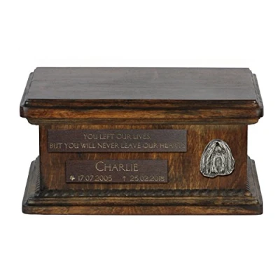 Afbeelding van Persoonlijke houten urn hond voor Shih Tzu hondenas met gravure