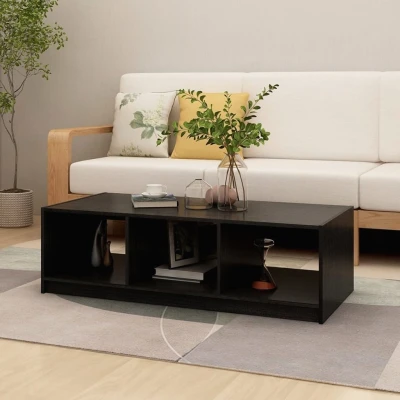 Afbeelding van Salontafel 110x50x34 cm massief grenenhout zwart