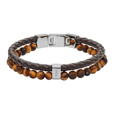 Afbeelding van Fossil heren Vintage Casual armband van leer en halfedelsteen JF03118040