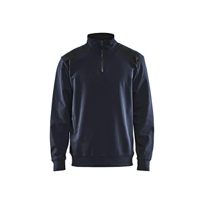 Afbeelding van Blaklader Sweatshirt bi colour met halve rits 3353 1158 Donker marineblauw/Zwart