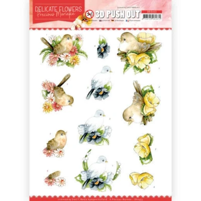Afbeelding van Birds Delicate Flowers 3D Push Out Sheet by Precious Marieke