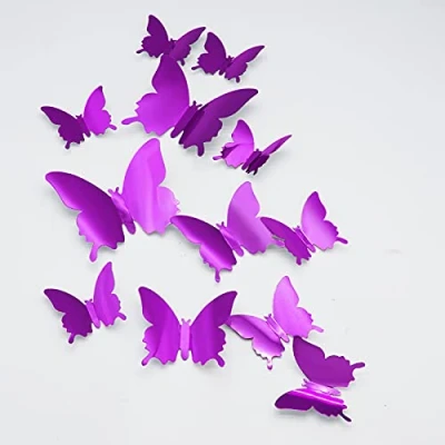 Afbeelding van 24 stuks vlindermuurstickers, CAYUDEN decoratie vlinders, afneembaar, muurkunst, handwerk, voor thuis, kinderen, slaapkamer, bruiloft, decoratie, munten, vlinder, 3D spiegel, huis