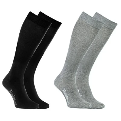 Afbeelding van Rainbow Socks Hoge sokken van katoen voor dames en heren, 1 x grijs, zwart