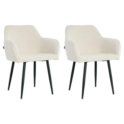 Afbeelding van Lina® Diamond Eetkamerstoel Creme Set van 2 Boucle