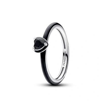 Afbeelding van Pandora ME Sterling zilveren hart ring met zwart Kristal en email, zilver,