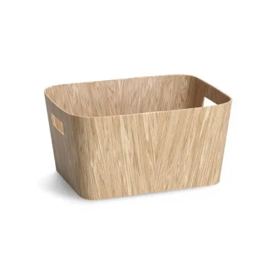 Afbeelding van Zeller Present Kartonnen opbergboxen met houtlook Bruin Decoratief