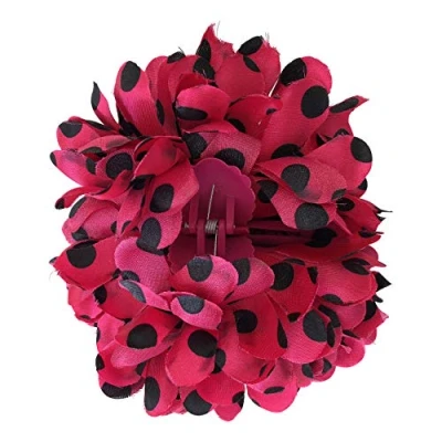 Afbeelding van Spaanse haarbloem roze met zwarte stippen bloem bij flamenco jurk
