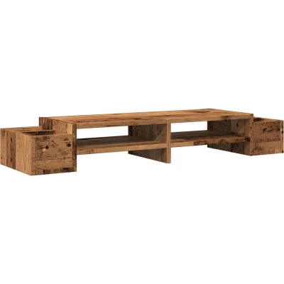 Afbeelding van vidaXL Monitorstandaard met opbergruimte 100x27x15 cm hout oud