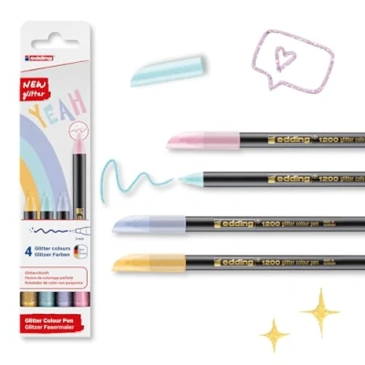 Afbeelding van Edding glitter viltstift e 1200, assorti pastel, set van 4 stuks