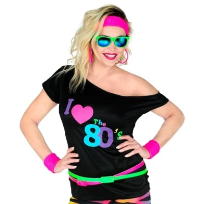 Afbeelding van T Shirt Dames I Love 80&#039;s Zwart Fashion Maat XXL