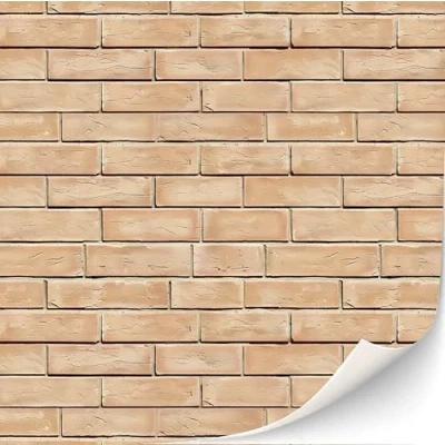 Afbeelding van 3 vellen zelfklevende wandbekleding voor poppenhuis schaal 1:12 (crèmekleurige bakstenen 2)