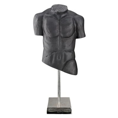 Afbeelding van Casablanca Grote decoratieve sculptuur XL herentorso aluminium figuur kleur antraciet donkergrijs verjaardagscadeau decoratie hoogte 55 cm