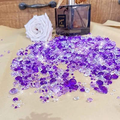 Afbeelding van KEUGT 4200 stuks bruiloftsconfetti, kleurrijke strass steentjes, acrylsteentjes, transparante edelstenen voor bruiloftsfeest, tafel, vaasvulling (Mezcla paars)