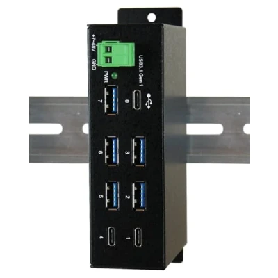 Afbeelding van Exsys EX 1196HMS, 7xUSB 3.0/3.1 metalen HUB (USB C, 7 Havens), Docking station + USB hub, Zwart