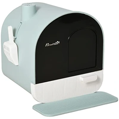 Afbeelding van PawHut Kattenbak met houten pootjes D31 050