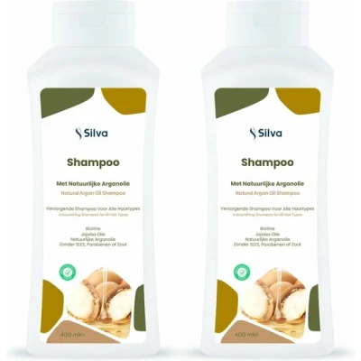 Afbeelding van Silva Arganolie Shampoo 100% Natuurlijk vrij van Chemicaliën 2x400ml