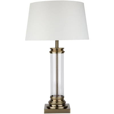 Afbeelding van Searchlight Pedestal Tafellamp Ø 37 X 62 Cm Antiek Messing