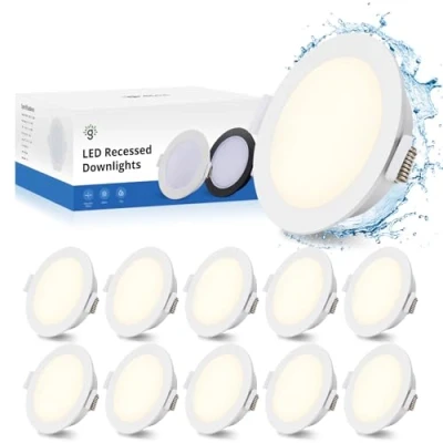 Afbeelding van Gr4tec Led Downlight, 220 V, 10 x 5 W, plafondverlichting, IP65, 400lm, 4000K, neutraal wit, ultradun, inbouwspot, 35 mm, gat 68 80 voor woonkamer, slaapkamer, badkamer