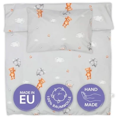 Afbeelding van Housse de couette enfant 90 x 120 cm parures lit enfants taie oreiller 60 40 en coton Ours peluche