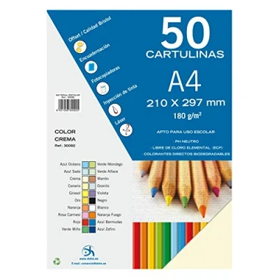 Afbeelding van Dohe Set van 50 crèmekleurige A4 kaarten om te knutselen en printen 21 x 29,7 cm 180 g/m² Kantoorbenodigdheden