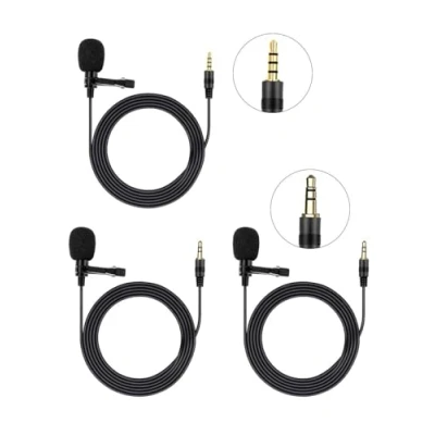 Afbeelding van HUACAM Stropdasmicrofoon, 3,5 mm audio aansluiting, omnidirectioneel, condensatormicrofoon met clip, mini microfoon Lavalier Lapel voor telefoon, professionele lav YouTube, Interview,