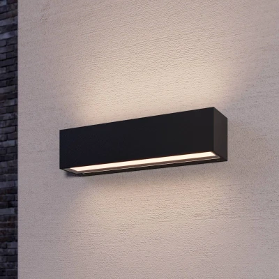 Afbeelding van Lucande LED wandlamp buiten 24lichts aluminium, glas H: 6 cm grafiet, gesatineerd Inclusief lichtbronnen