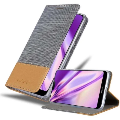 Afbeelding van Cadorabo Hoesje geschikt voor Nokia 7.1 in LICHTGRIJS BRUIN Beschermhoes met magnetische sluiting, standfunctie en kaartvakje Book Case Cover Etui